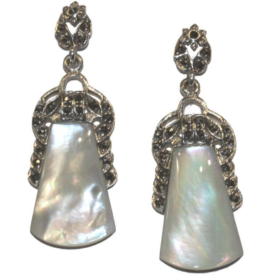 Mother of Pearl and Marcasite Drop Earrings