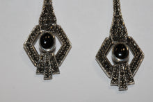 Onyx and Marcasite Drop Earrings