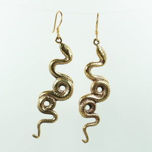 Brass Twisted Snake Hook Drop Earrings
