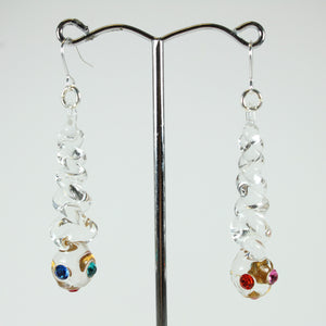 Clear Glass and Coloured Crystal Drop Earrings