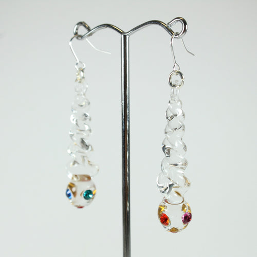 Clear Glass and Coloured Crystal Drop Earrings