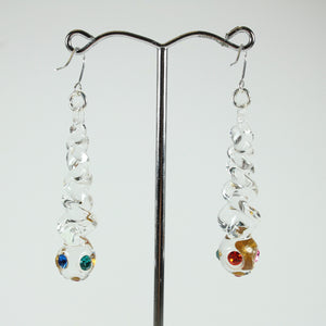 Clear Glass and Coloured Crystal Drop Earrings