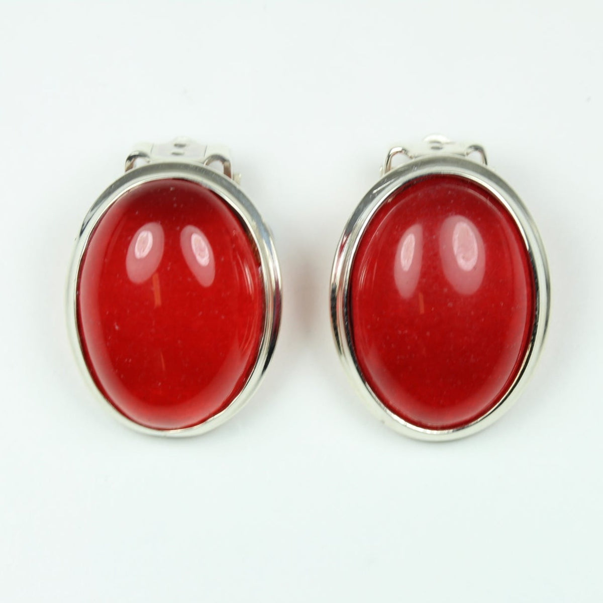 Sterling Silver Cabochon Carnelian Clip On Earrings