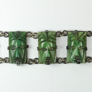 Engraved New Zealand Jade Silver Bracelet