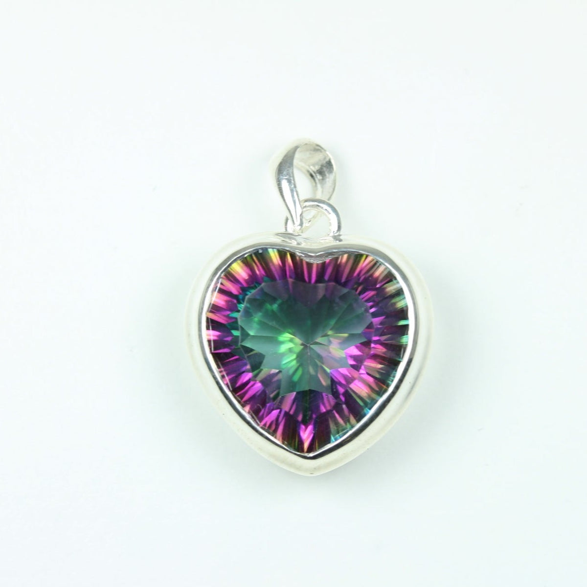Sterling Silver Heart Cut Mystic Topaz Pendant