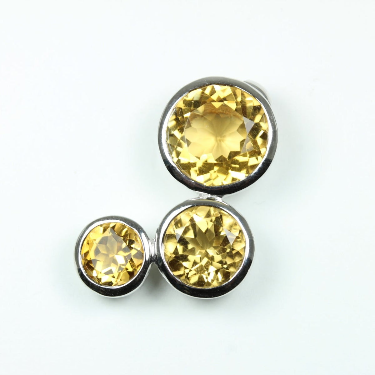 Sterling Silver Three Round Cut Citrine Pendant