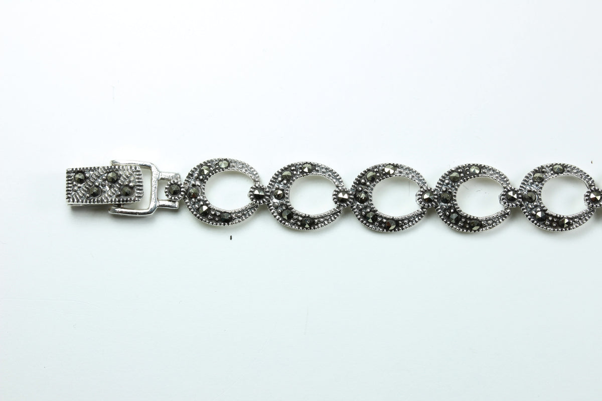 Sterling Silver Horseshoe Marcasite Bracelet