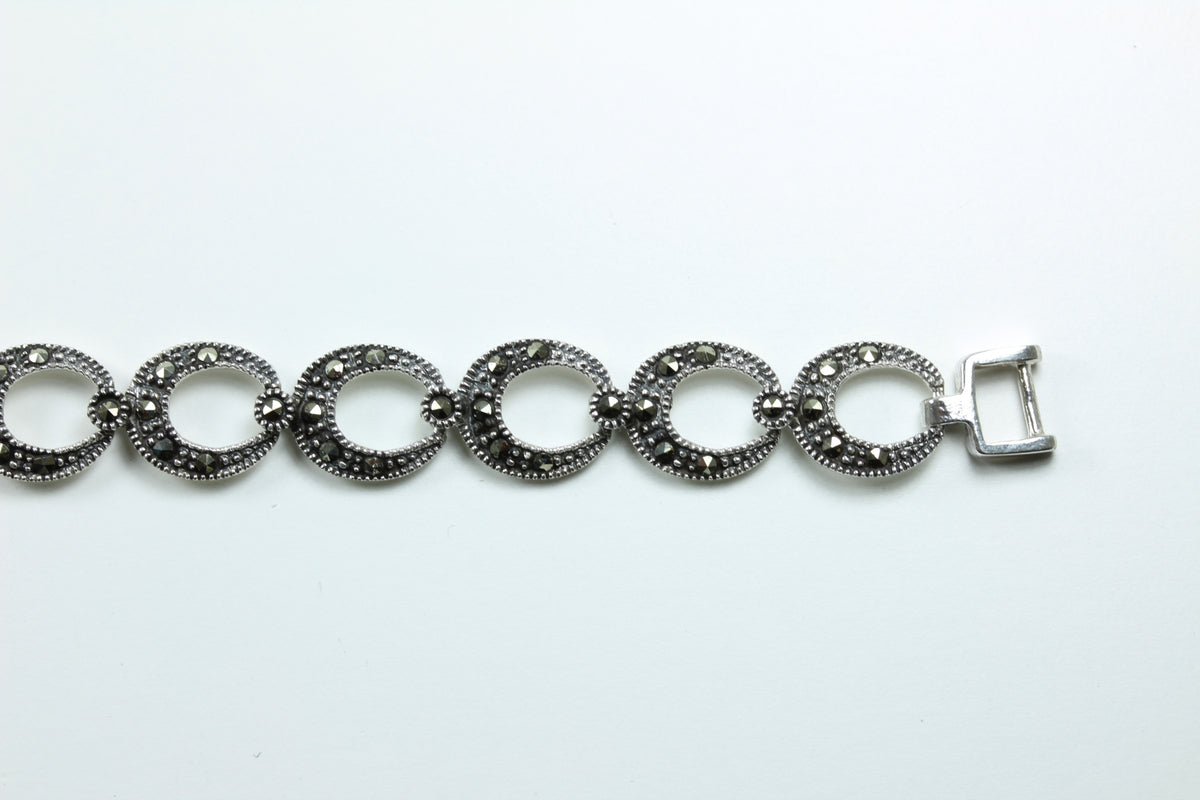 Sterling Silver Horseshoe Marcasite Bracelet