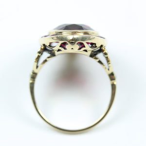 9ct Yellow Gold Garnet, Ruby and Diamond Cocktail Ring