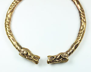 Brass Engraved Dragon Head Open Bangle