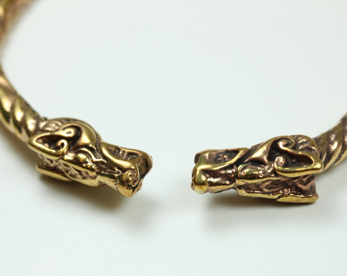 Brass Engraved Dragon Head Open Bangle