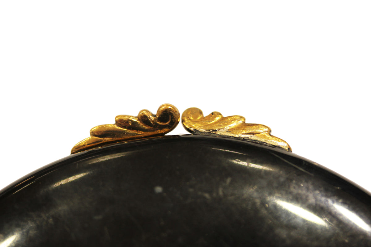 Vintage 1940's Large Black Enamel Compact