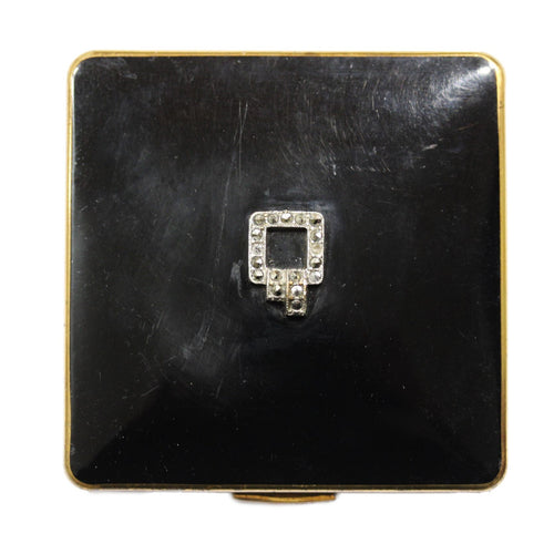 Vintage 1940's Black Enamel Compact