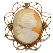 9ct Yellow Gold Edwardian Conch Cameo Brooch