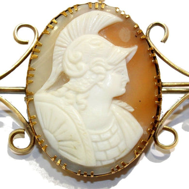 Antique 9ct Yellow Gold Greek Style Conch Shell Cameo Brooch