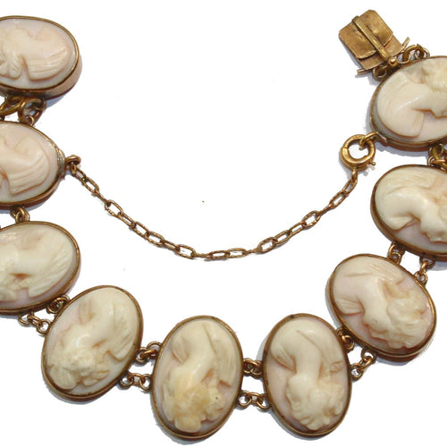 Antique 9ct Yellow Gold Conch Shell Cameo Bracelet