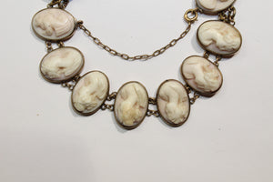 Antique 9ct Yellow Gold Conch Shell Cameo Bracelet