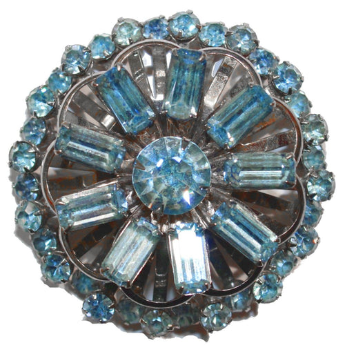 Vintage Retro Blue Crystal Brooch