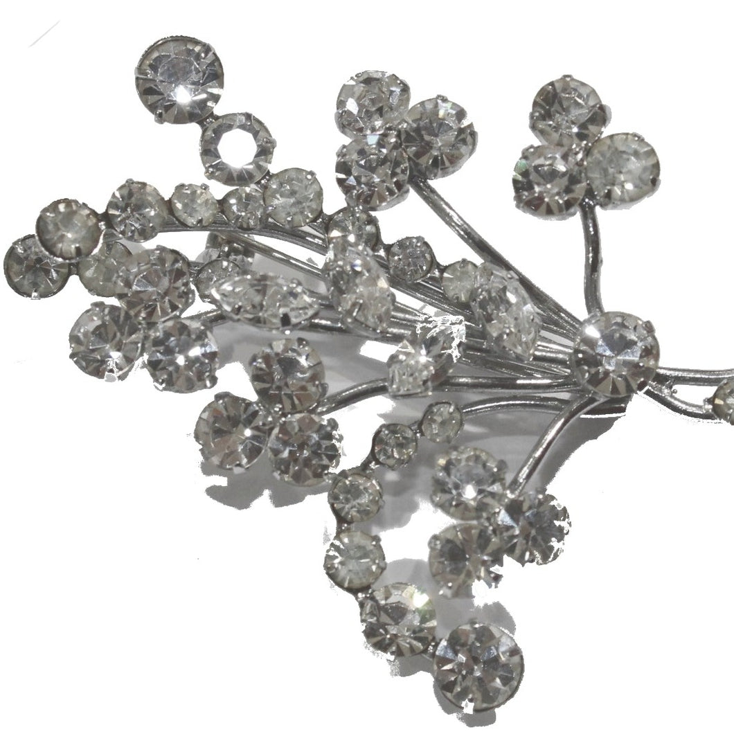 Vintage Foiled-Back Crystal Floral Brooch