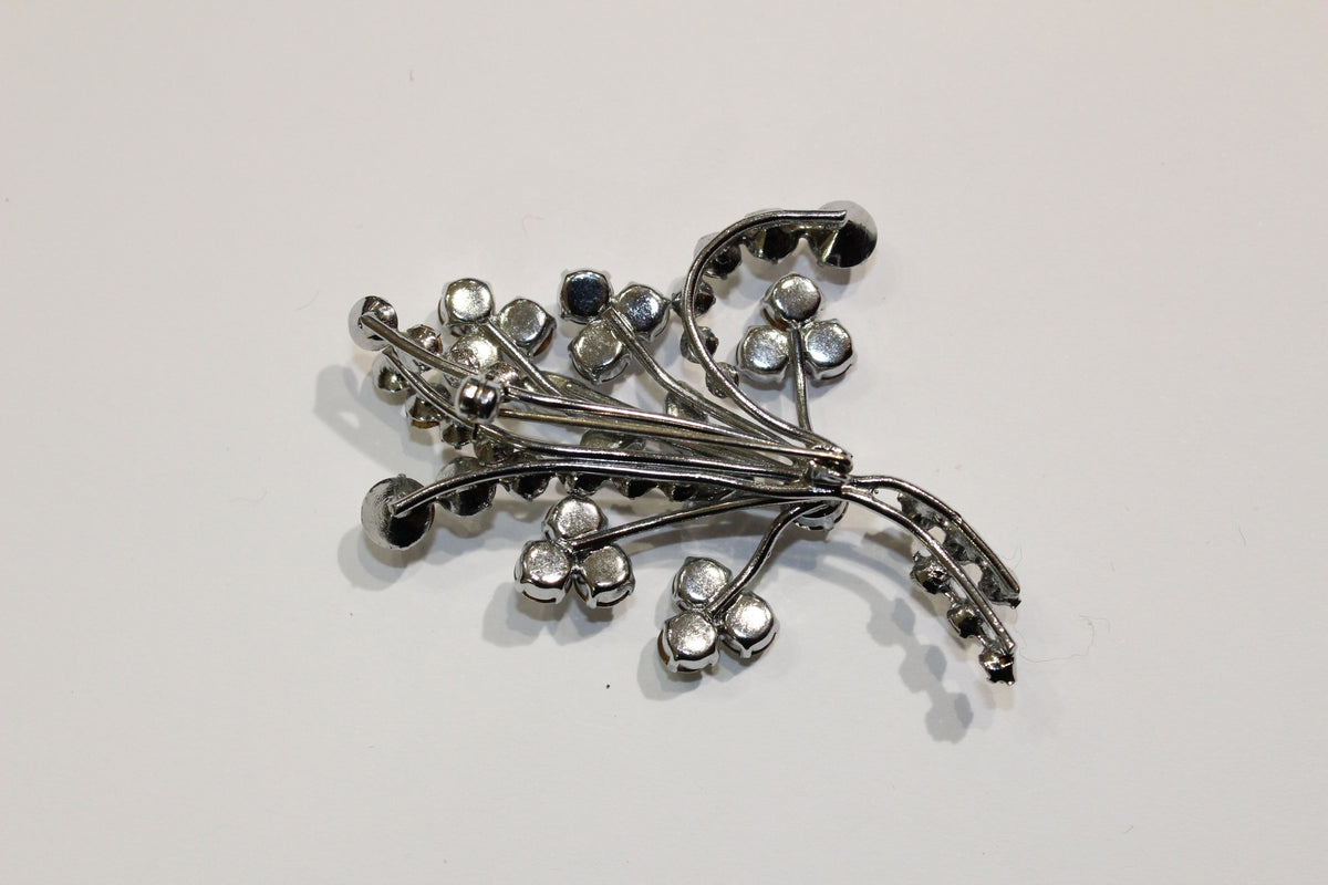 Vintage Foiled-Back Crystal Floral Brooch