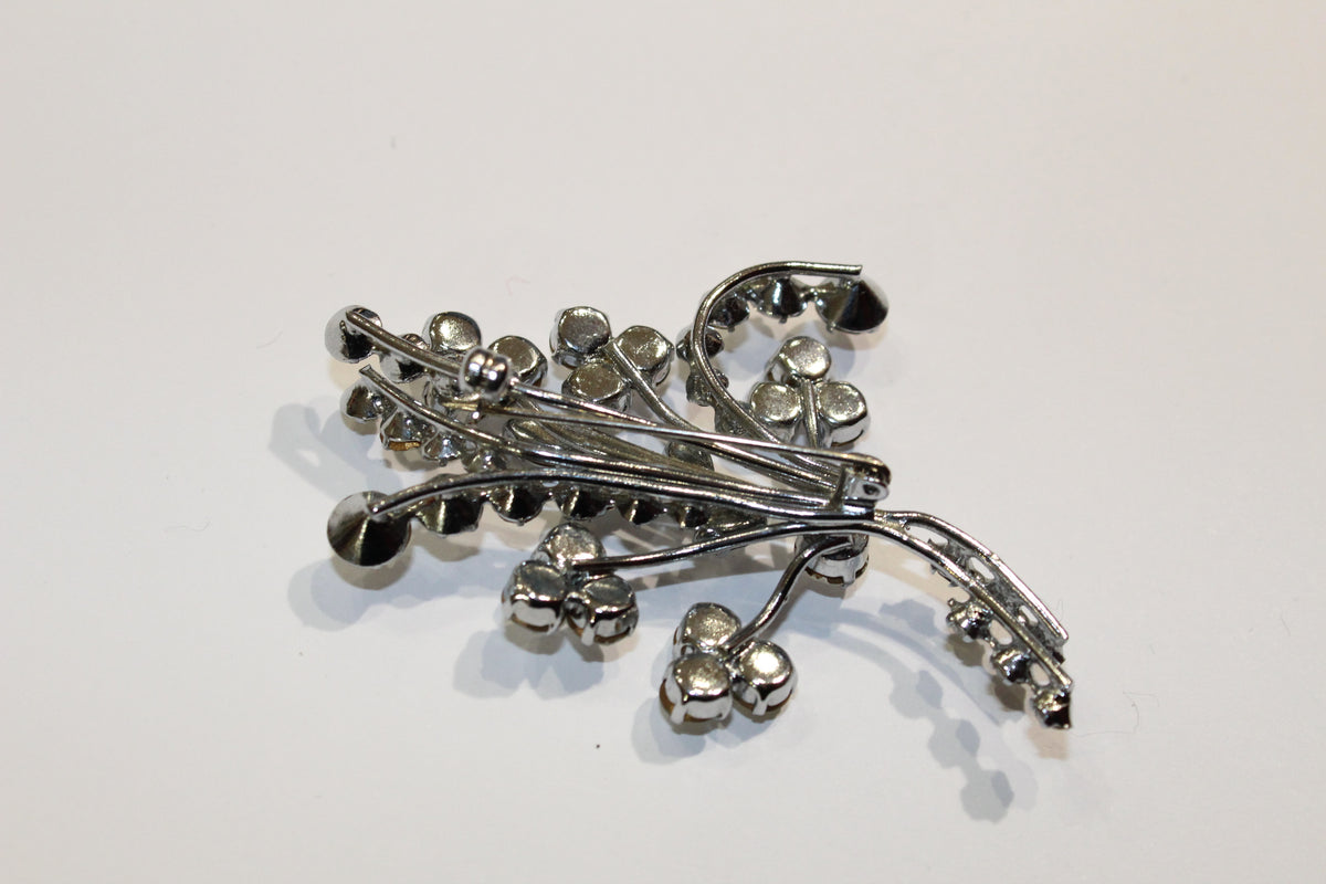 Vintage Foiled-Back Crystal Floral Brooch