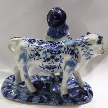 Antique Delft Porcelain Cow and Milkmaid Figurine