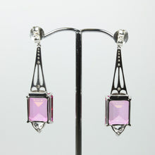 Pink Topaz and Diamond Drop Earrings