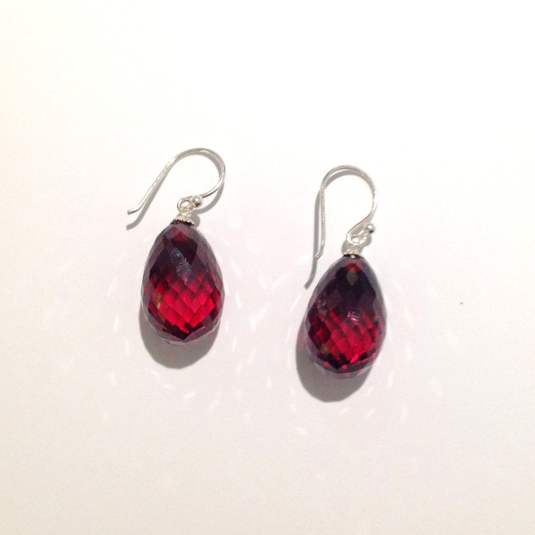 Dark Red Crystal Briolette Earrings