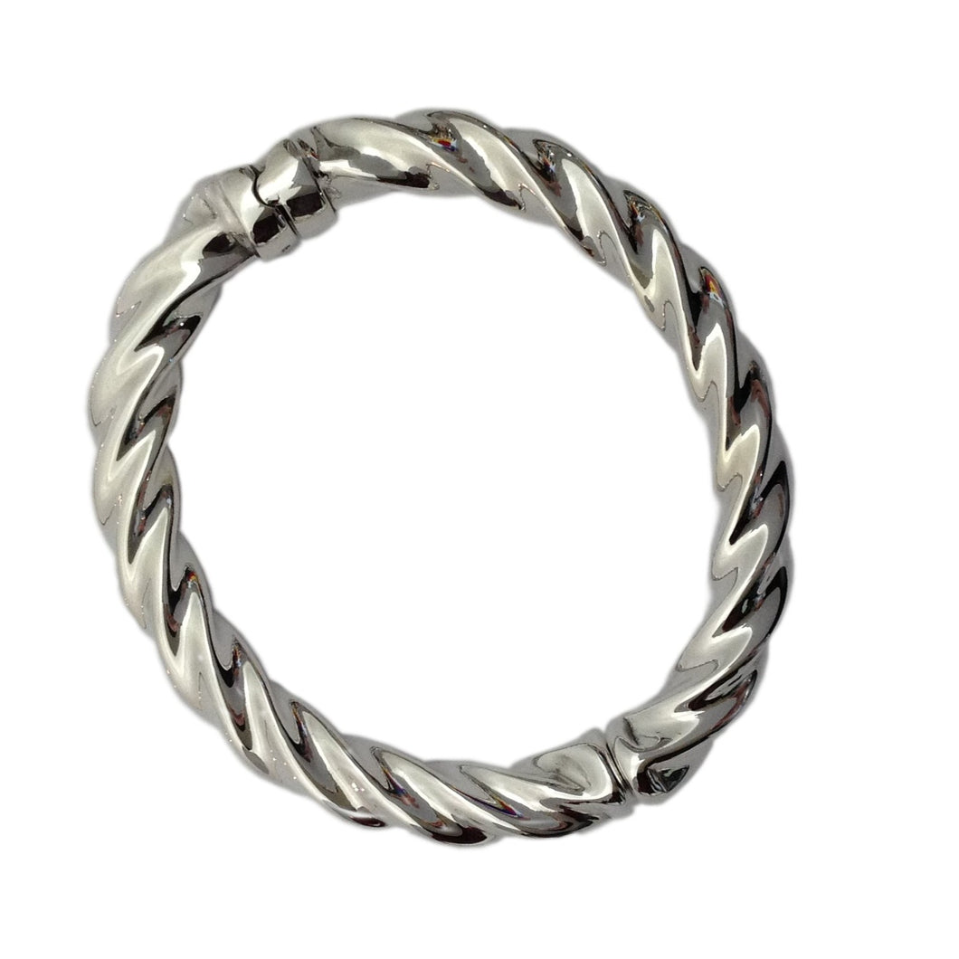 Sterling Silver Twisted Hinged Bangle