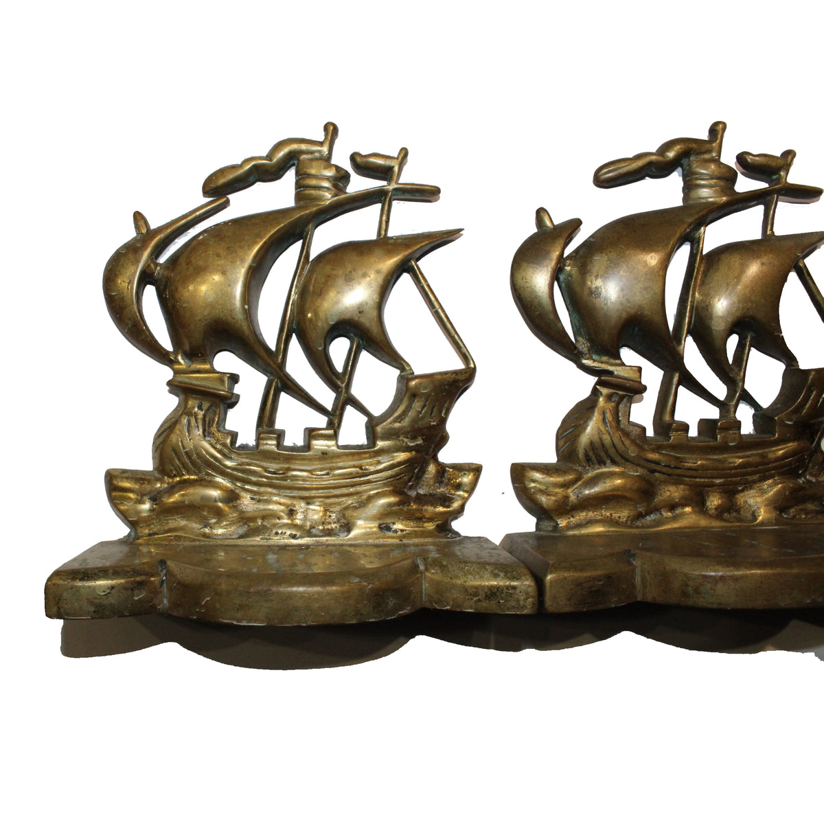 Antique Brass Ship Book Ends
