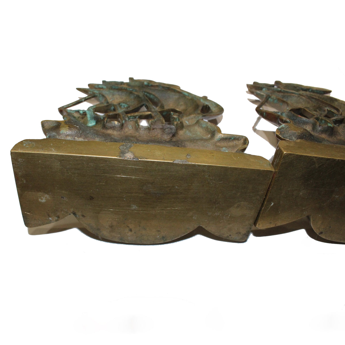 Antique Brass Ship Book Ends