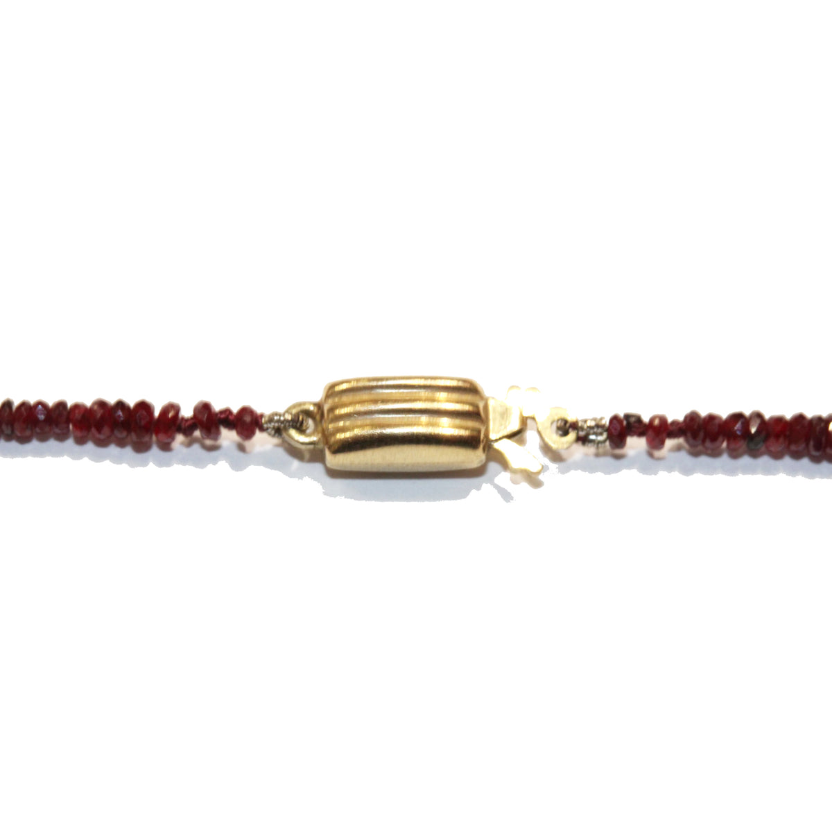 9ct Yellow Gold Ruby Graduated Extra Long Beaded Necklace
