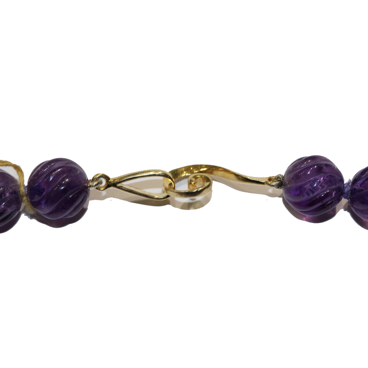 Carved Amethyst Opera Length Beaded Necklace