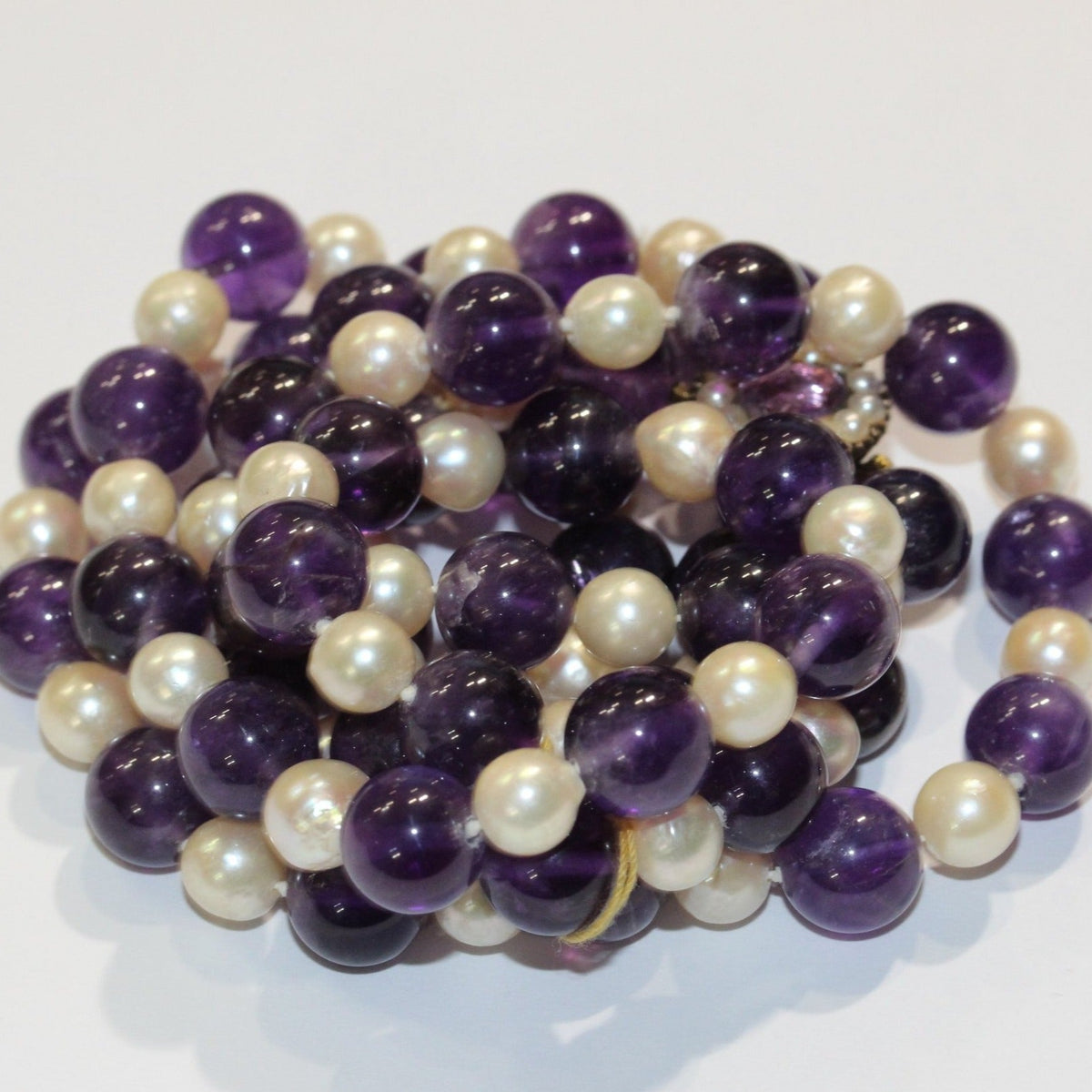 Vintage Amethyst and Pearl Beaded Necklace