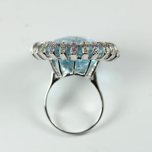 Swiss Blue Topaz, Pink and Yellow Sapphires Ring