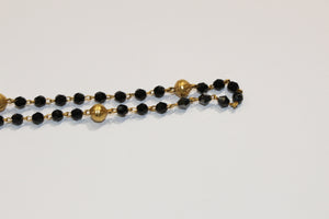 Natural Black Spinel and Gold Necklace