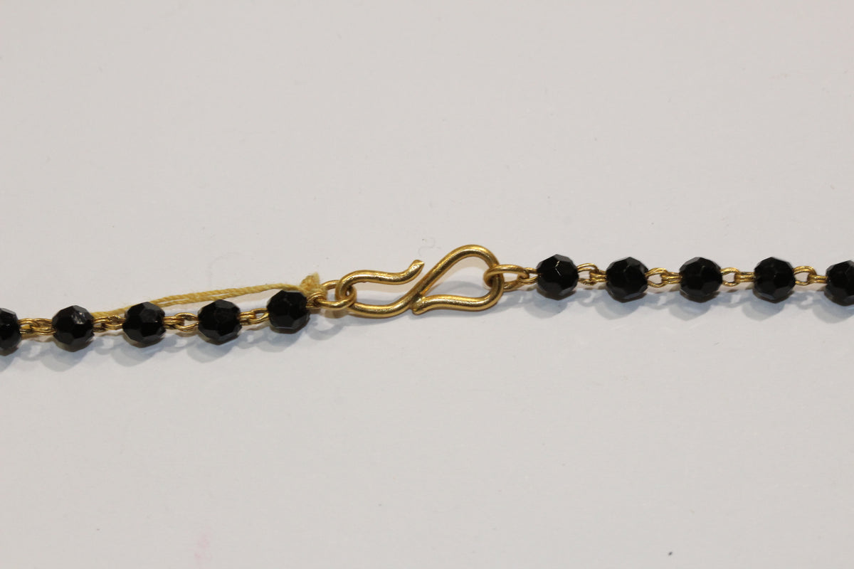 Natural Black Spinel and Gold Necklace