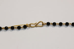 Natural Black Spinel and Gold Necklace