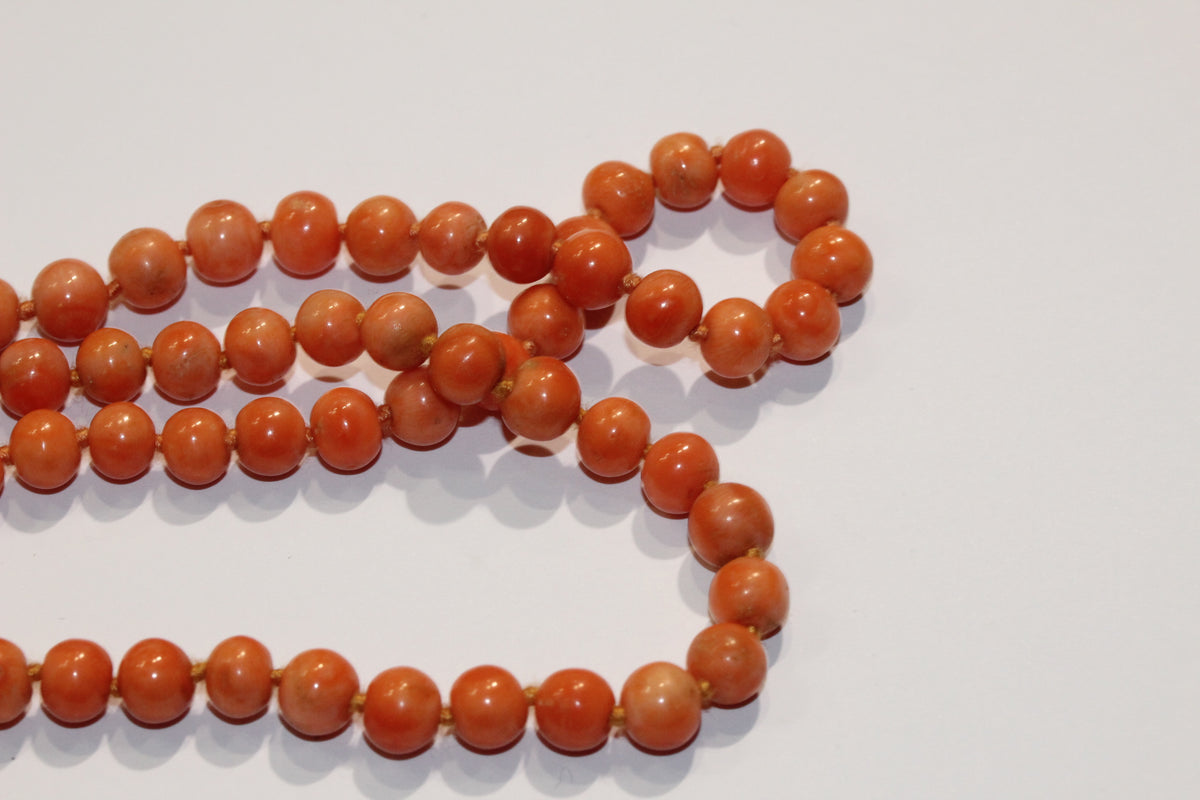 Extra Long Orange Coral Necklace