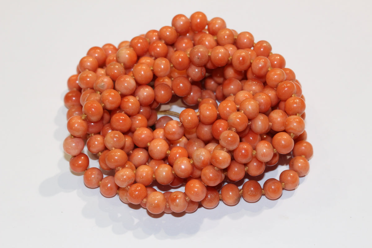 Extra Long Orange Coral Necklace