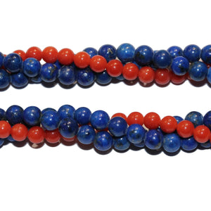 Natural Coral and Lapis Lazuli Twist Necklace