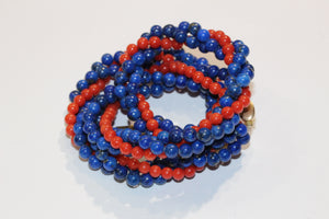Natural Coral and Lapis Lazuli Twist Necklace