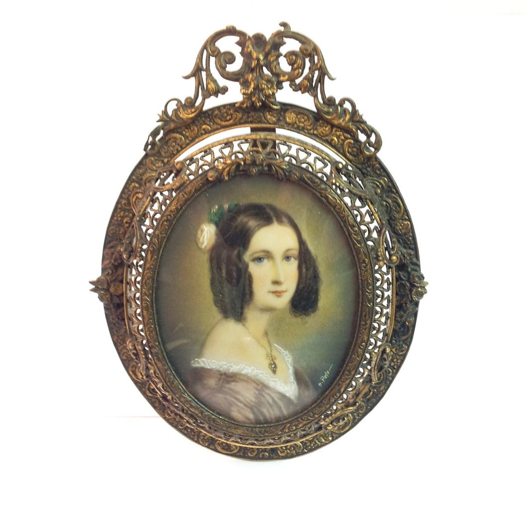 Hand-painted Ivory Miniature - Portrait of a Young Woman