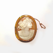 Antique 9ct Yellow Gold Conch Shell Grecian Cameo Brooch