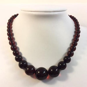 Antique Cherry Amber Graduated Beaded Collar Necklace