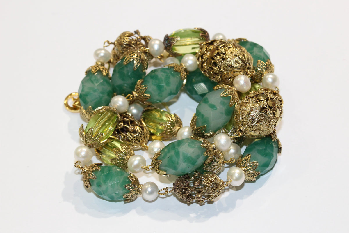 Uranium Glass, Peking Glass and Pearl Necklace