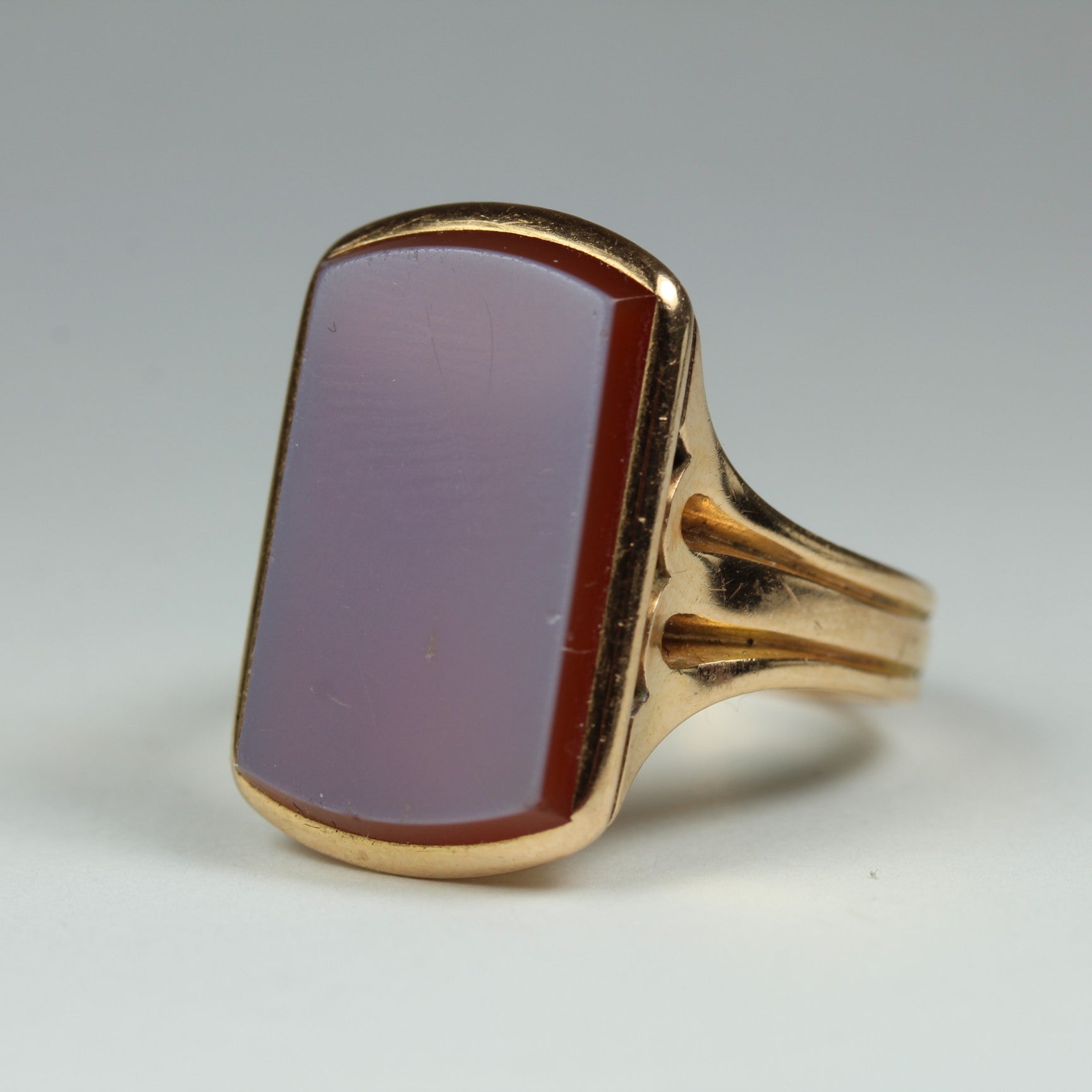 Antique 18ct Rose Gold Sardonyx Mens Signet Ring