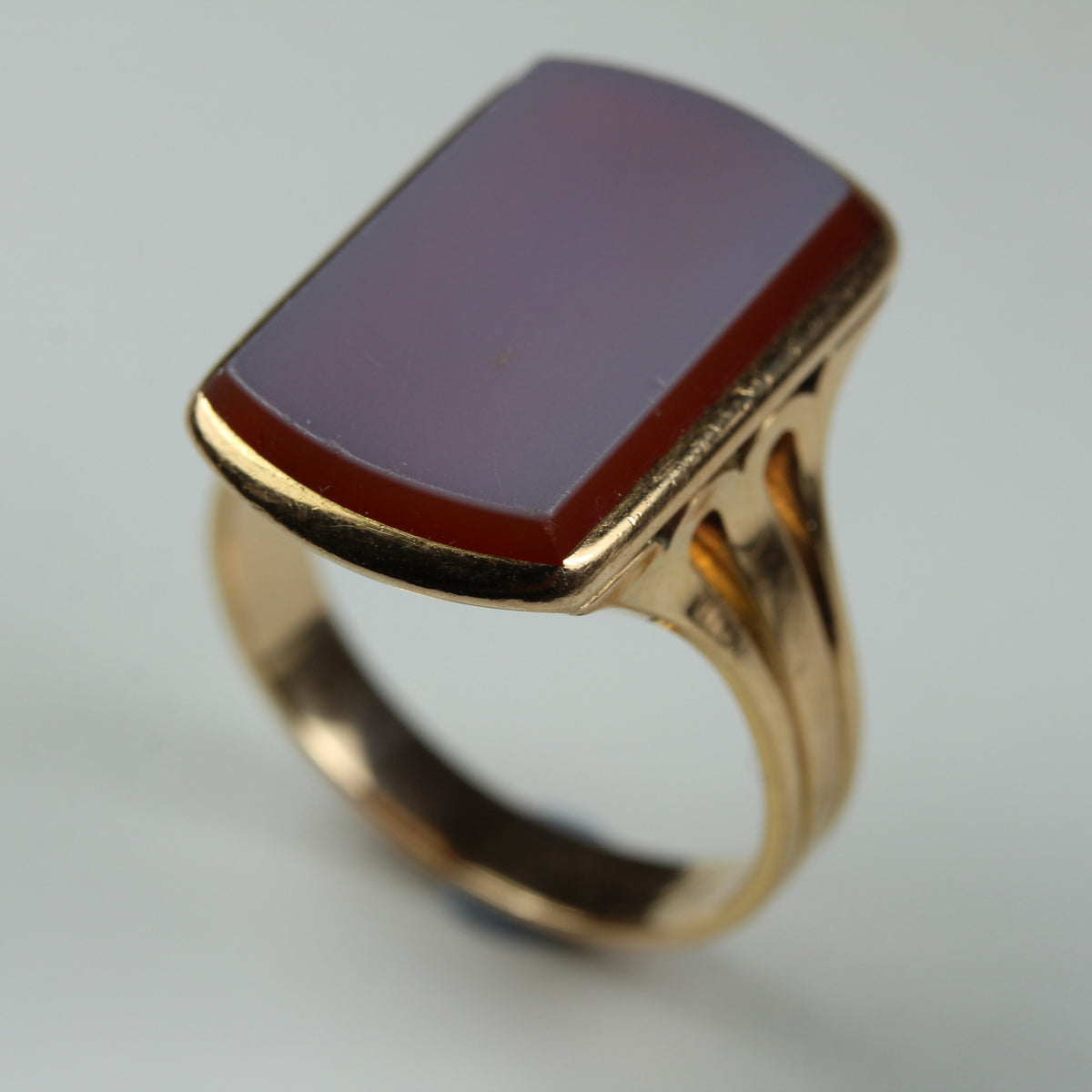Antique 18ct Rose Gold Sardonyx Mens Signet Ring