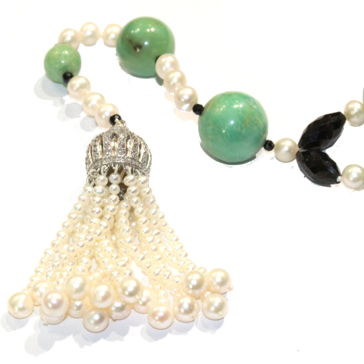 Chrysoprase, Pearl and Spinel Necklace