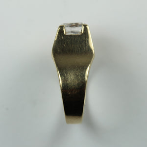 Vintage 9ct Yellow Gold White Spinel Signet Ring